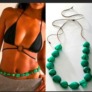 NWT FREE PEOPLE GREEN AND BROWN BELLY CHAIN